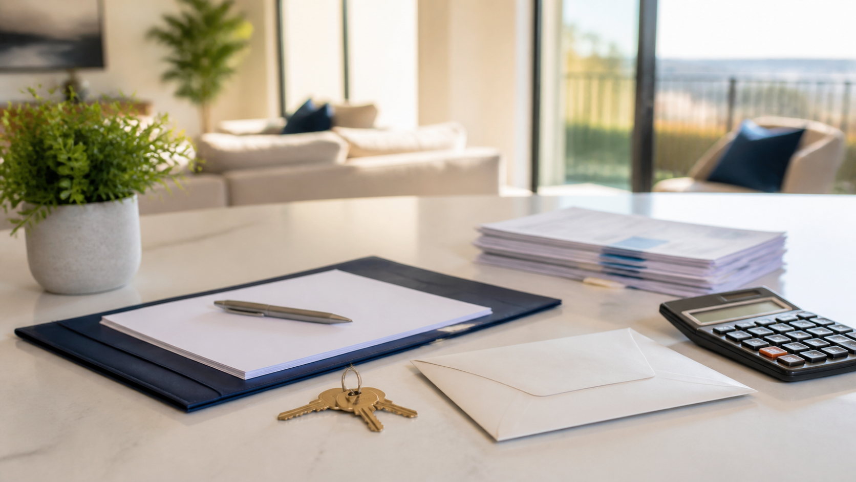 Condo keys and paperwork for reviewing a Bay Area as-is cash offer