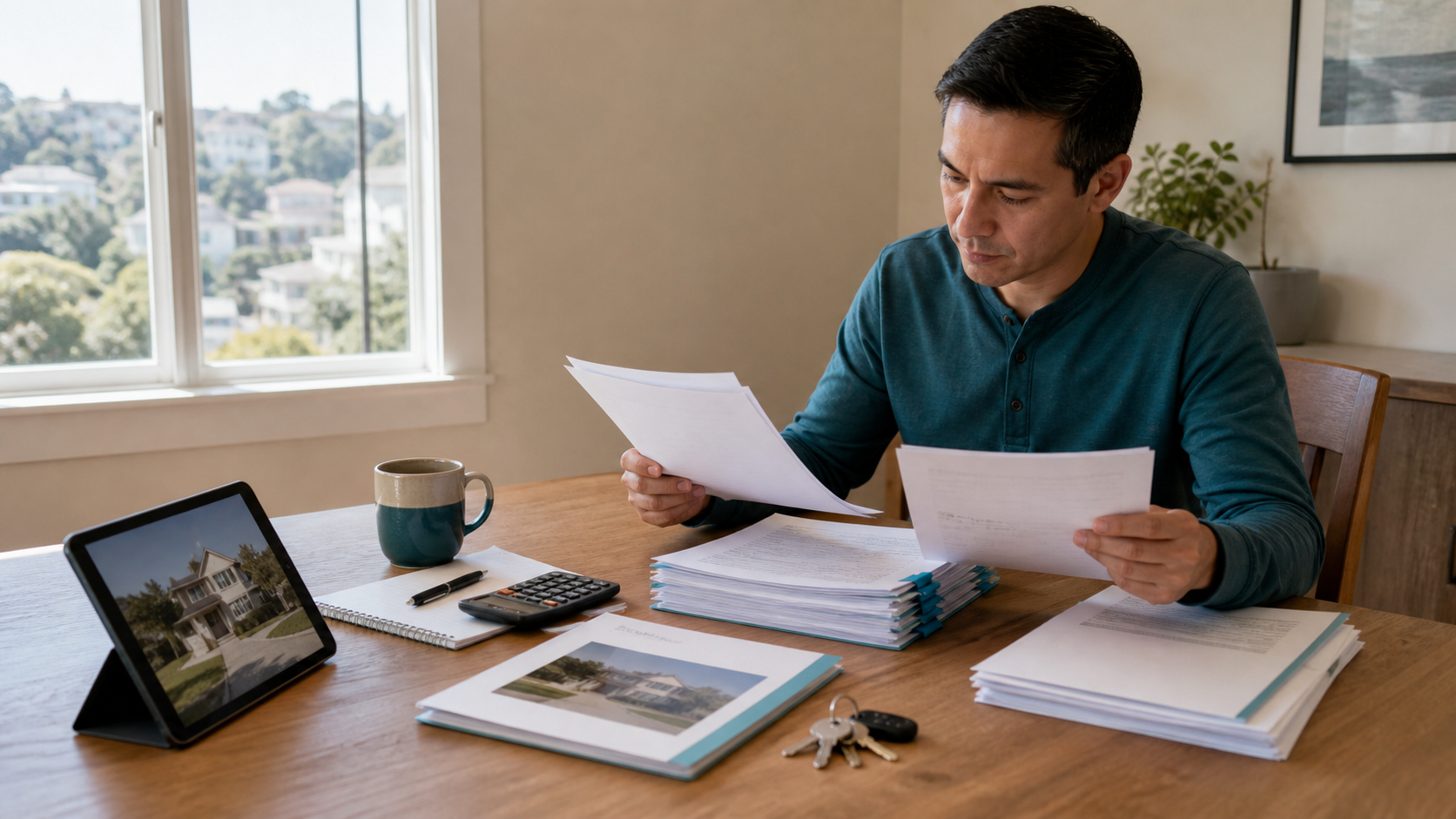Bay Area homeowner comparing termite repair estimates with a cash offer packet