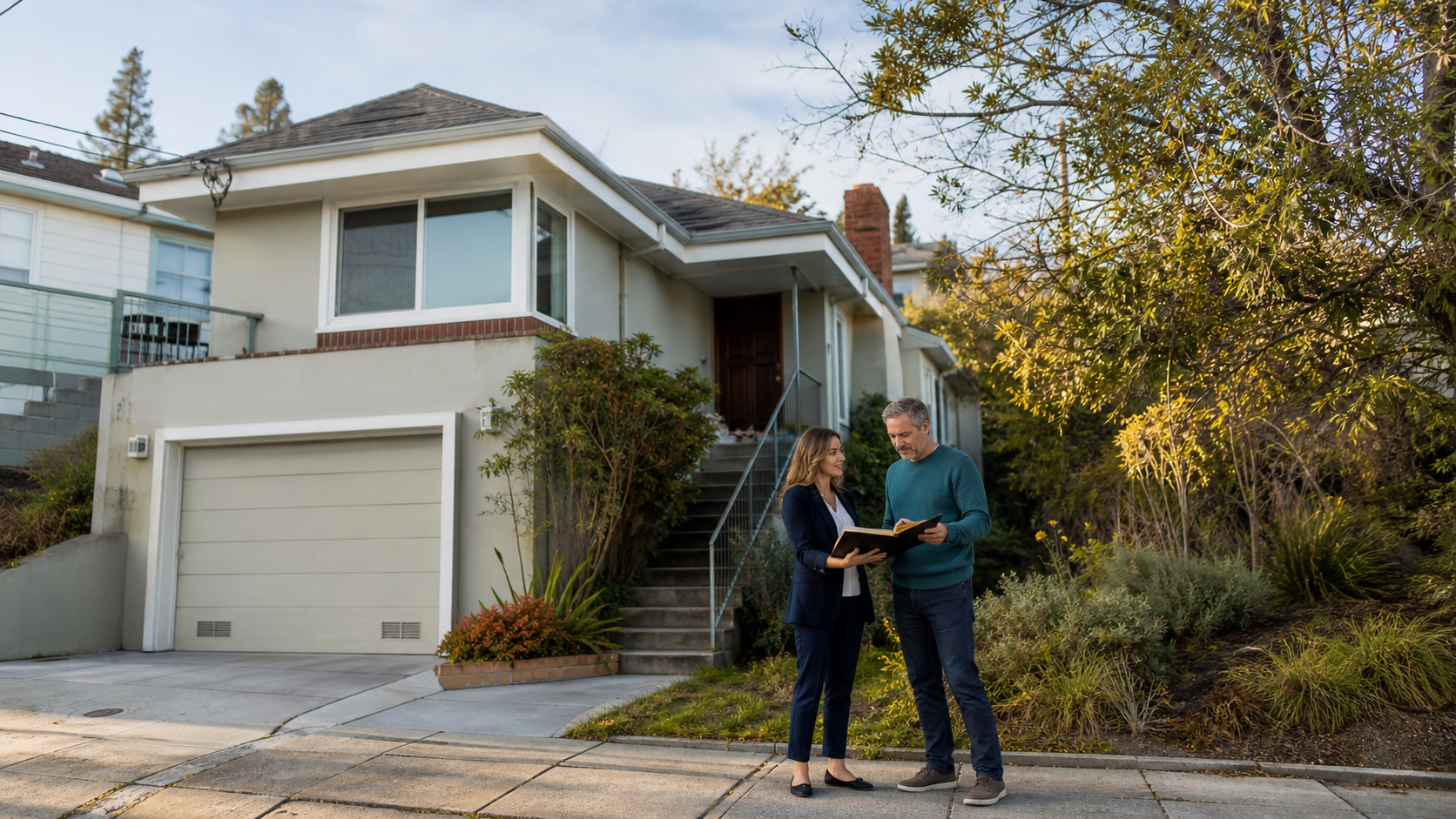 Bay Area homeowner reviewing permit paperwork before trying to sell a Bay Area house with unpermitted work