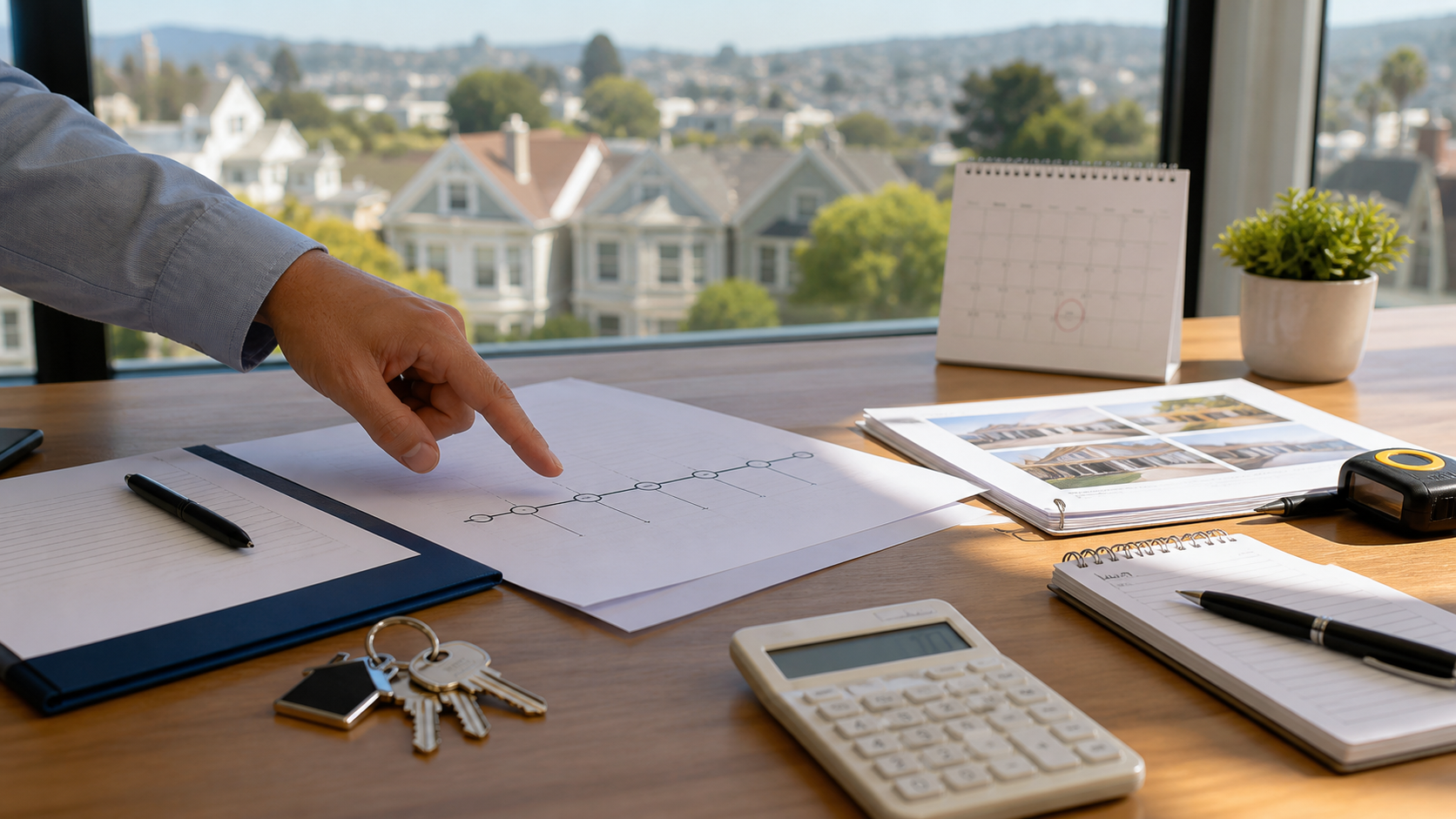 Keys and offer paperwork for an as-is Bay Area house sale with occupancy issues