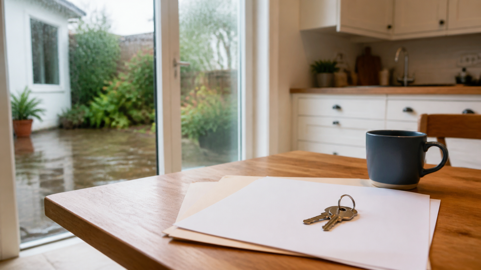 House keys and cash sale paperwork inside a Bay Area home with water damage concerns