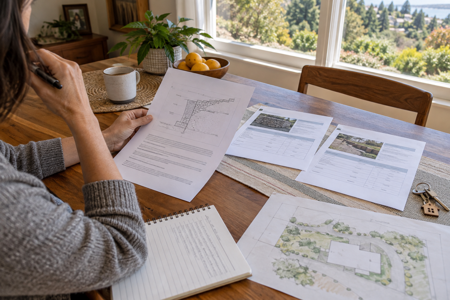 Bay Area homeowner comparing retaining wall repair estimates with an as-is cash offer
