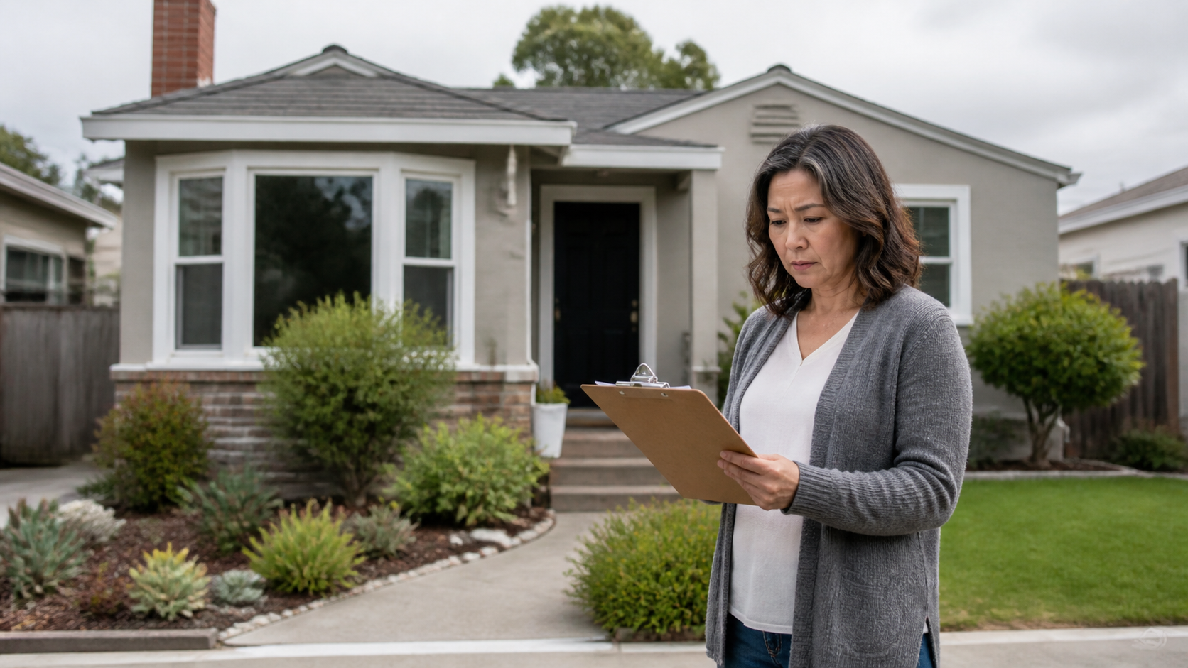 Bay Area homeowner reviewing notes before trying to sell a Bay Area house with squatters