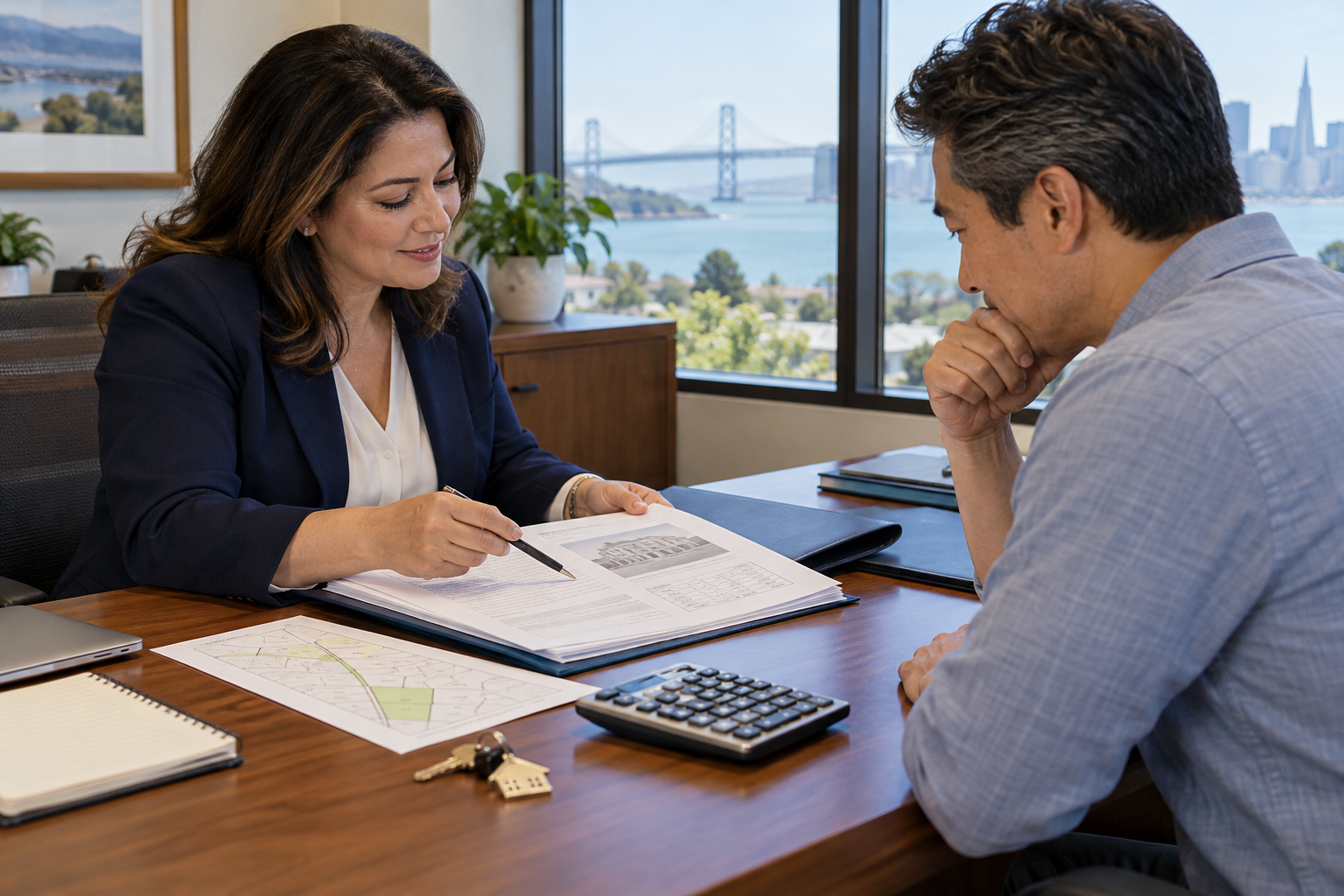 California homeowner reviewing escrow and preliminary title documents