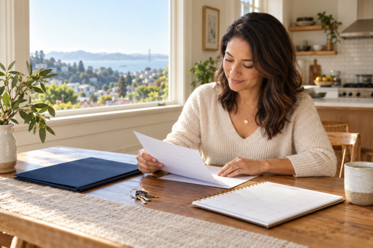 Bay Area homeowner reviewing a calendar and closing papers to learn how fast you can close on a house with cash