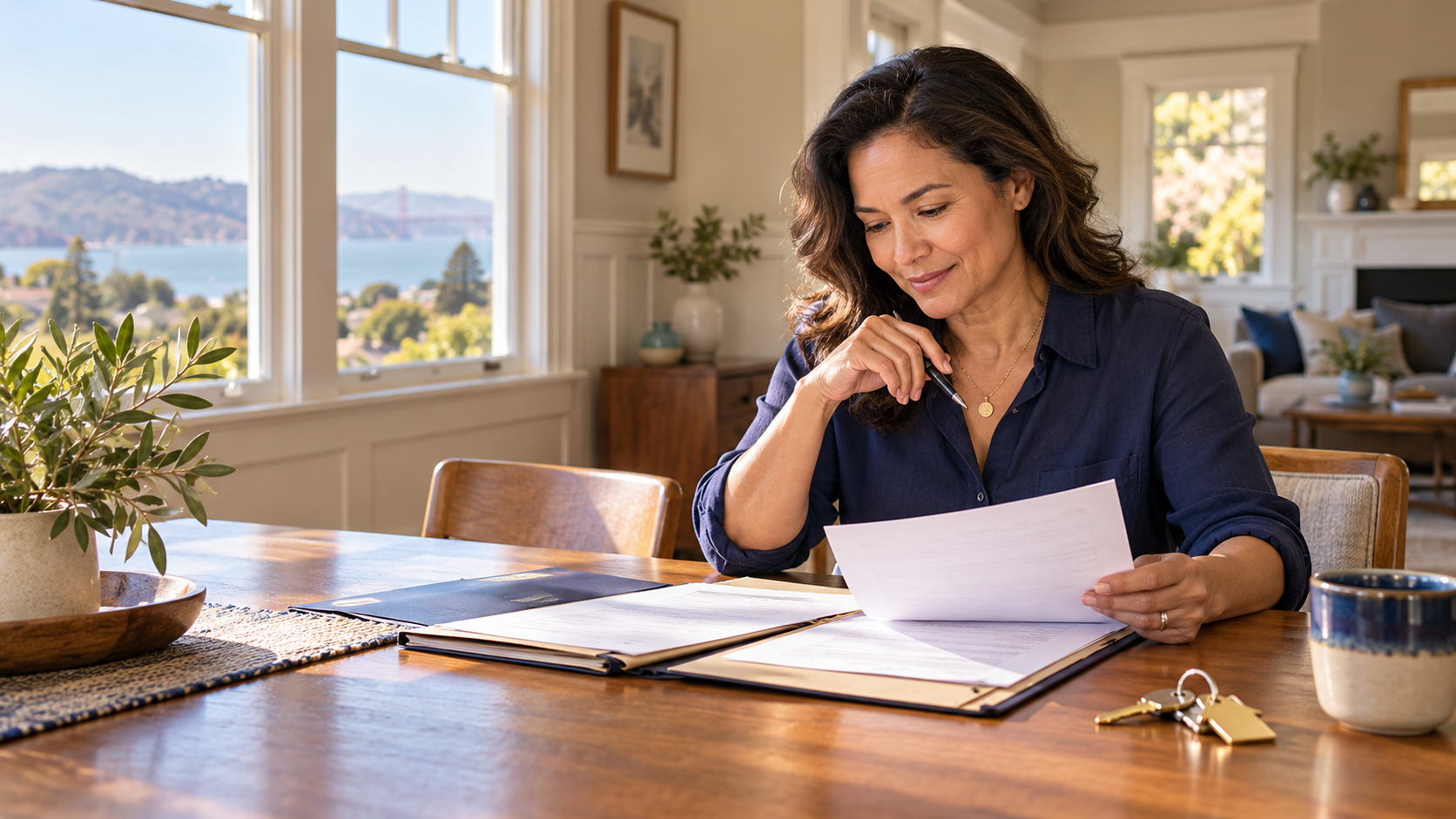 Homeowner reviewing disclosures while selling a house in California