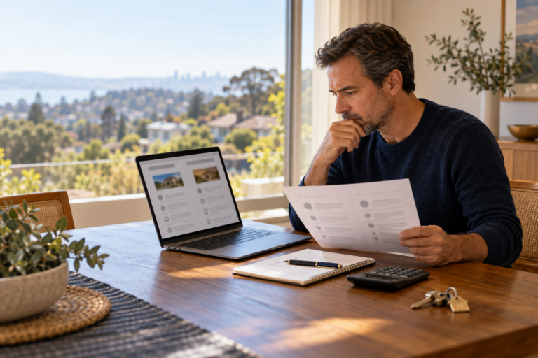 Bay Area homeowner comparing home buyer reviews before choosing a cash buyer